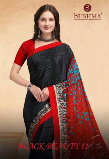 Black Beauty Vol 21 By Sushma Fancy Crape Saree Collection